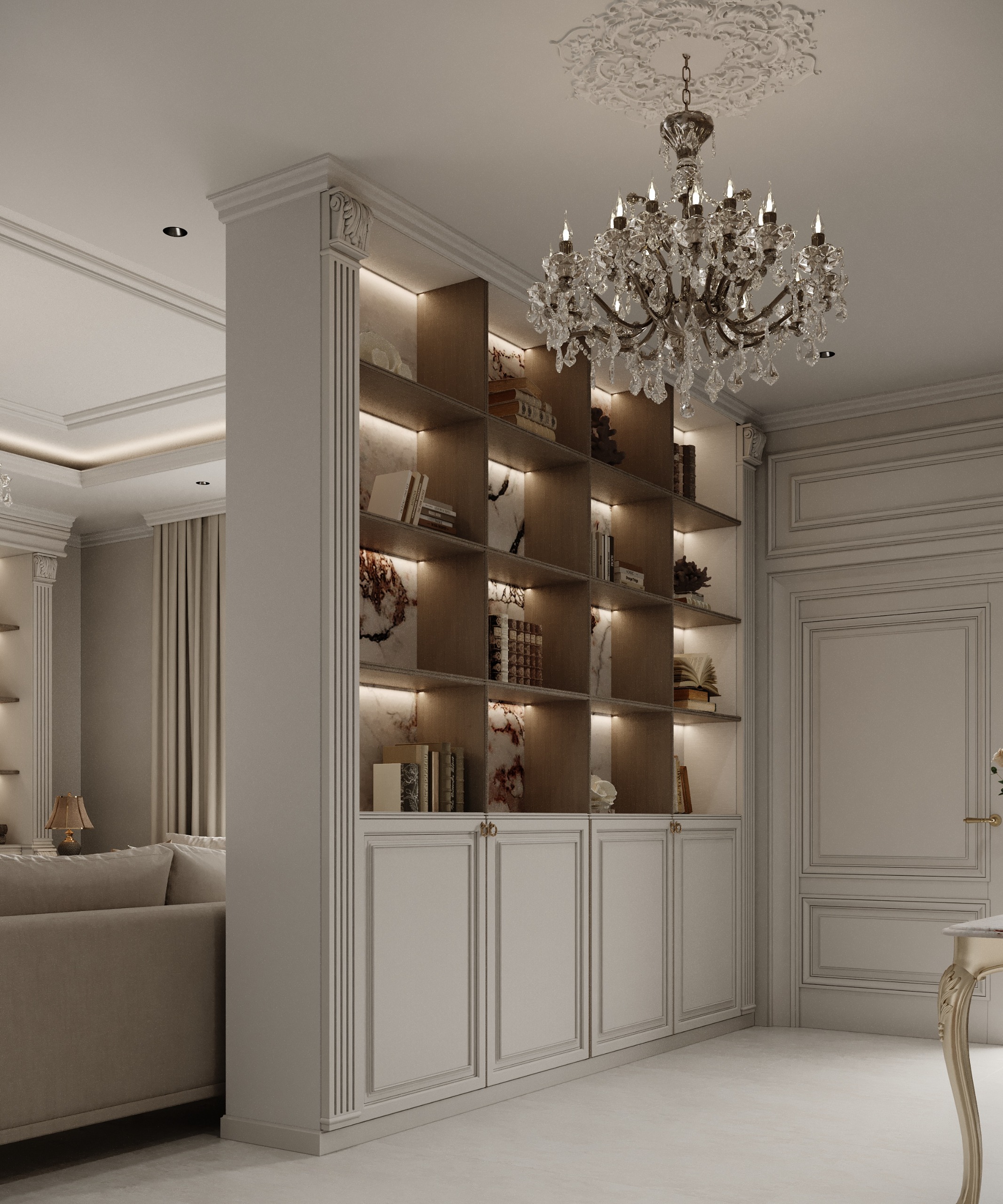 تصميم مغاسل رخامية فاخرة مع إضاءة كلاسيكية جدارية تنفيذ إيماج جروب