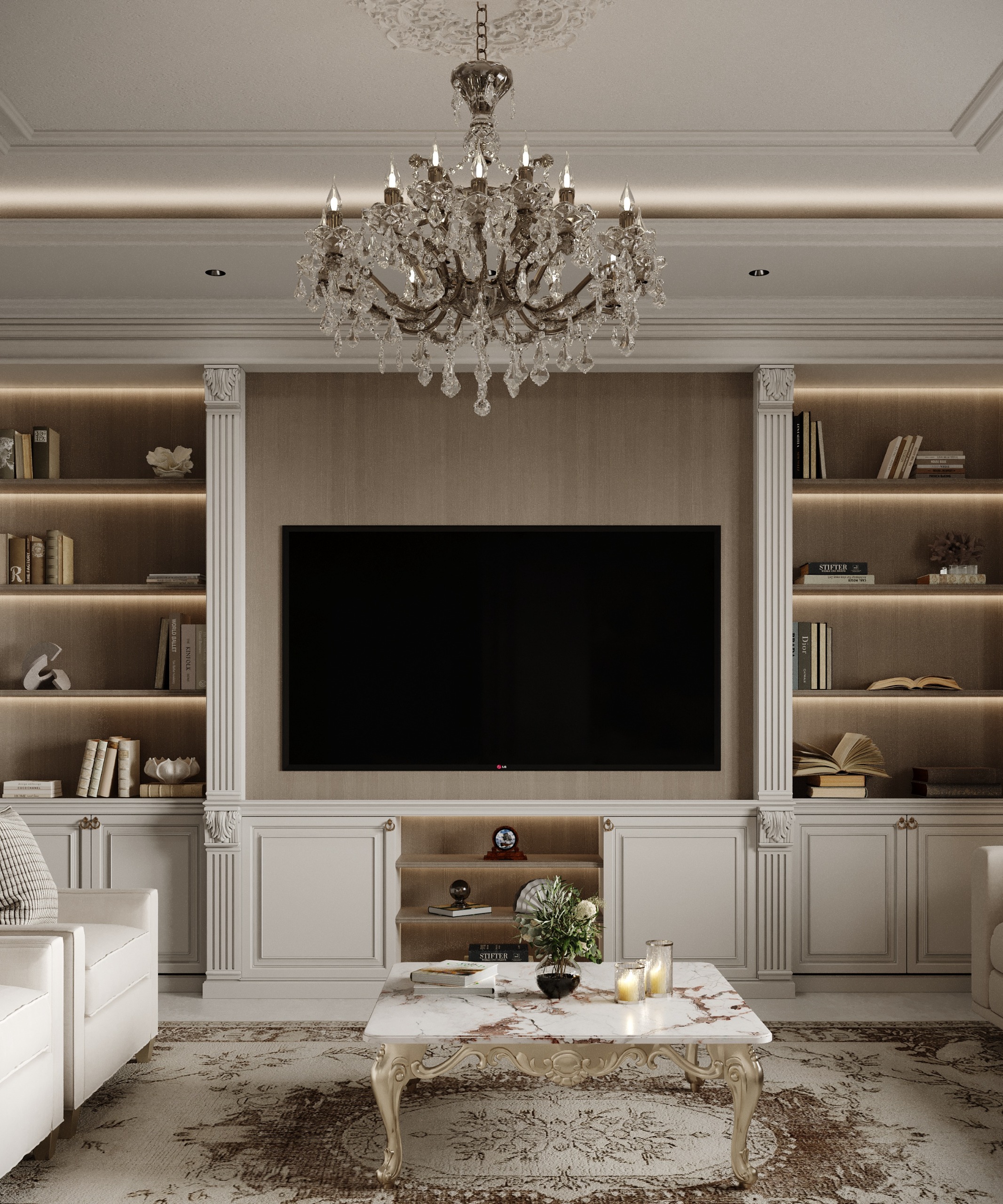 إضاءة جدارية كلاسيكية وتفاصيل المرايا المقطعة في ممرات المنزل إيماج جروب