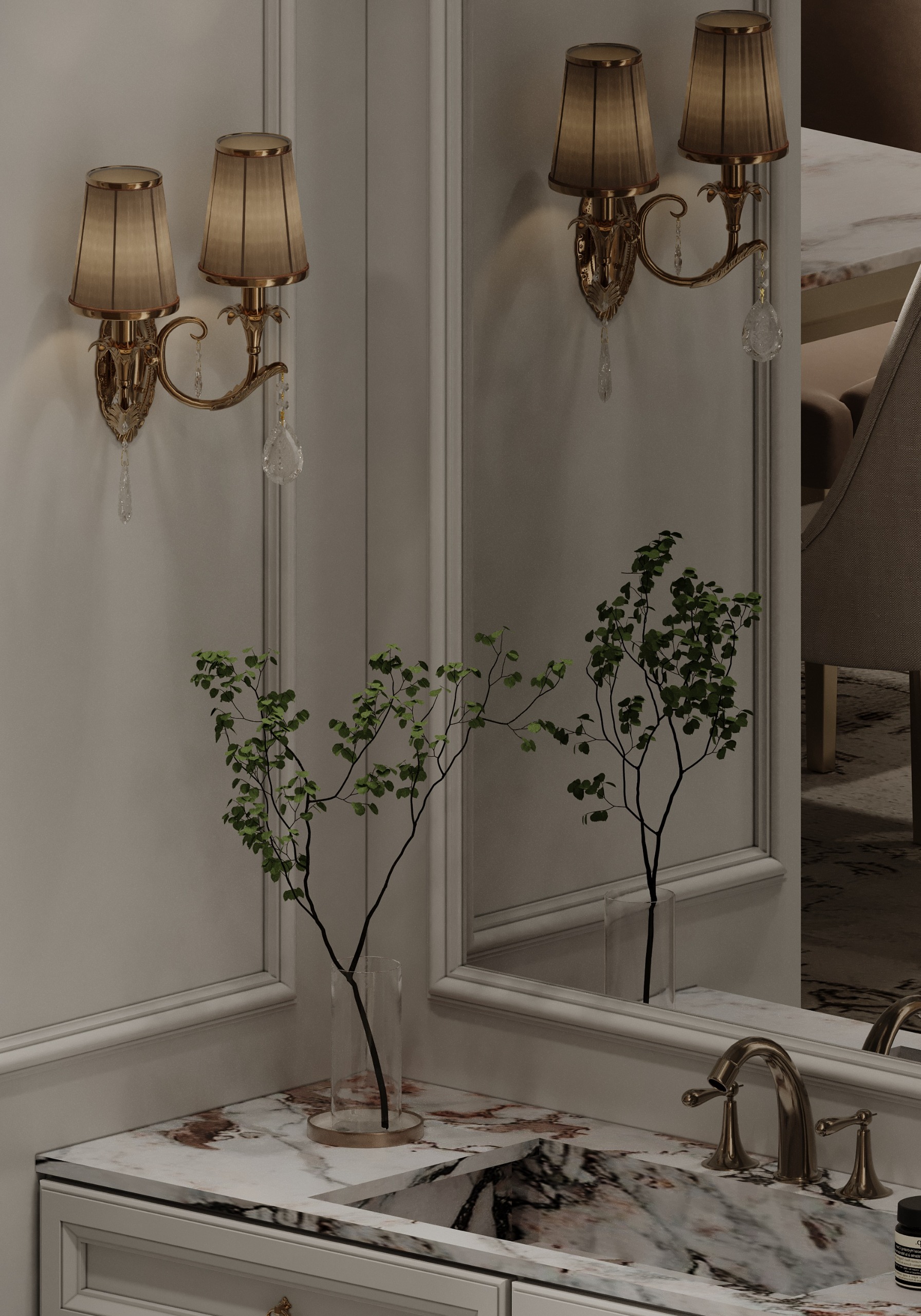 تفاصيل رخام الكلكتا في تصميم دورة مياه مودرن كلاسيك من تنفيذ إيماج جروب