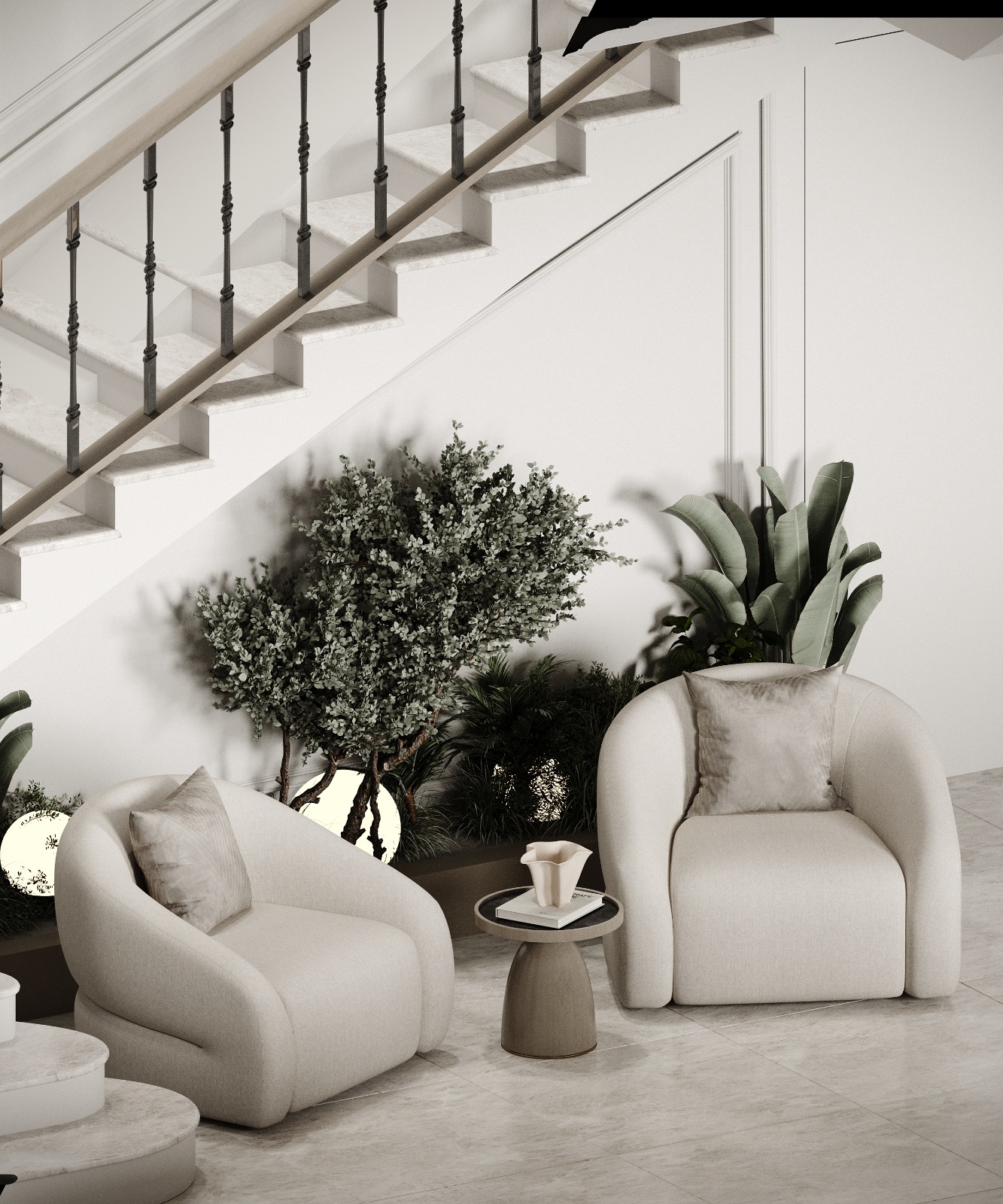 تفاصيل الإضاءة المخفية في الأسقف وتناغم الألوان الهادئة تنفيذ إيماج جروب