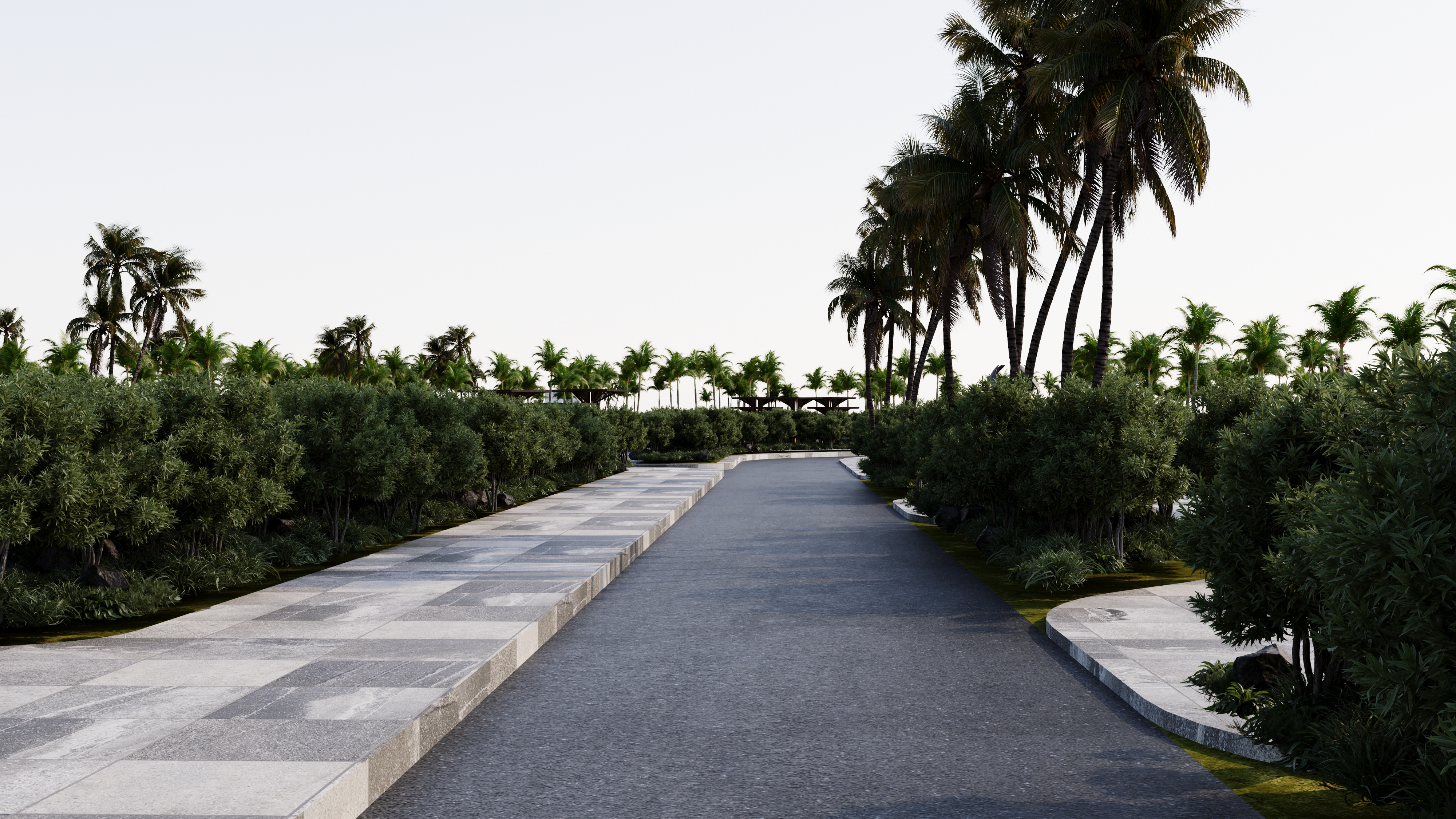 ممرات مشاة منظمة مع تنسيق حدائق مستدام في جامعة الأمير محمد بن فهد بالسعودية